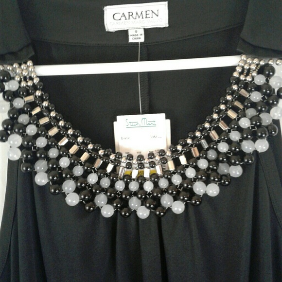 Carmen Black Sleeveless Beaded Neckline NWT - Picture 4 of 6